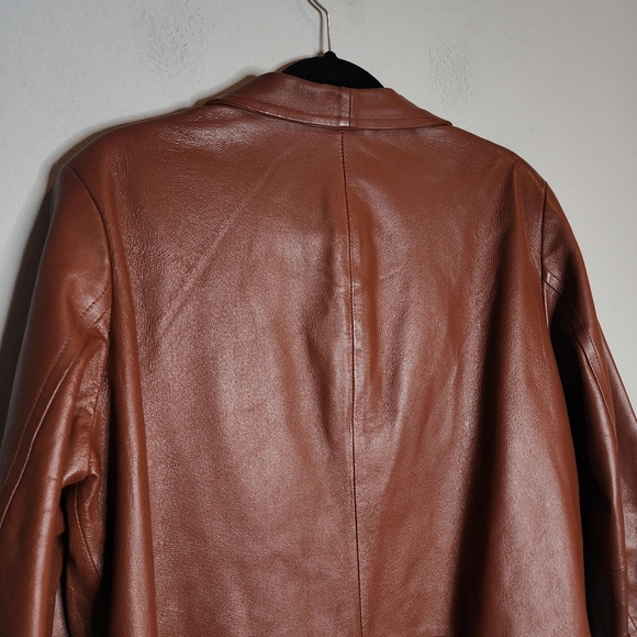 Roaman's 100% Leather Brown Zip Jacket Size 14W - Picture 12 of 16